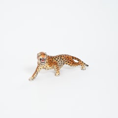 Porcelain Sculpture of a Leopard by Ronzan, Italy