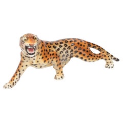Porcelain Sculpture of a Leopard by Ronzan, Italy