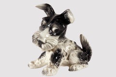 Porcelain sculpture of a Terrier dog, England Thuringia, Germany, 1940 - 1950.