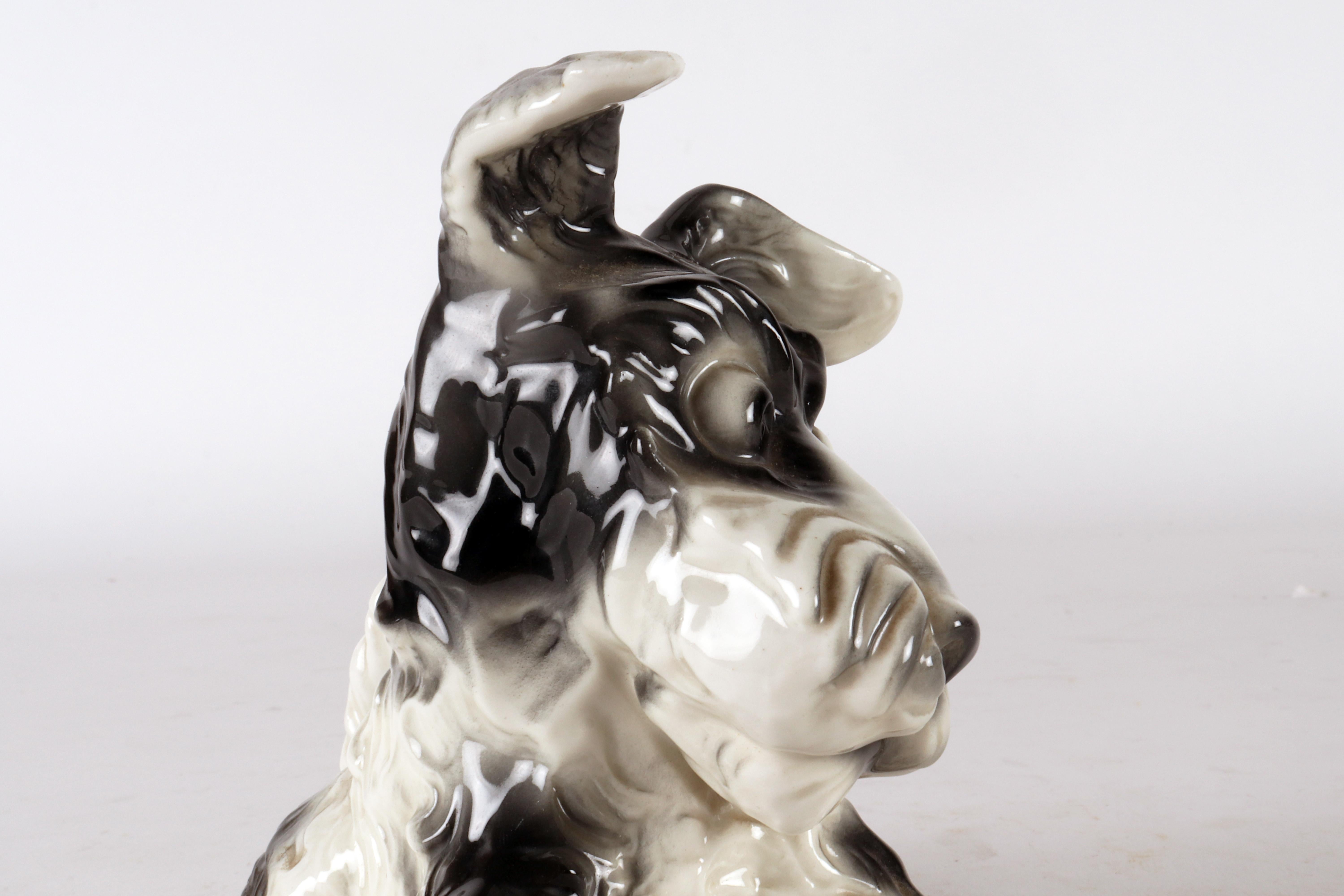 Porcelain sculpture of a Terrier dog, England Thuringia, Germany, 1940 - 1950. For Sale 2