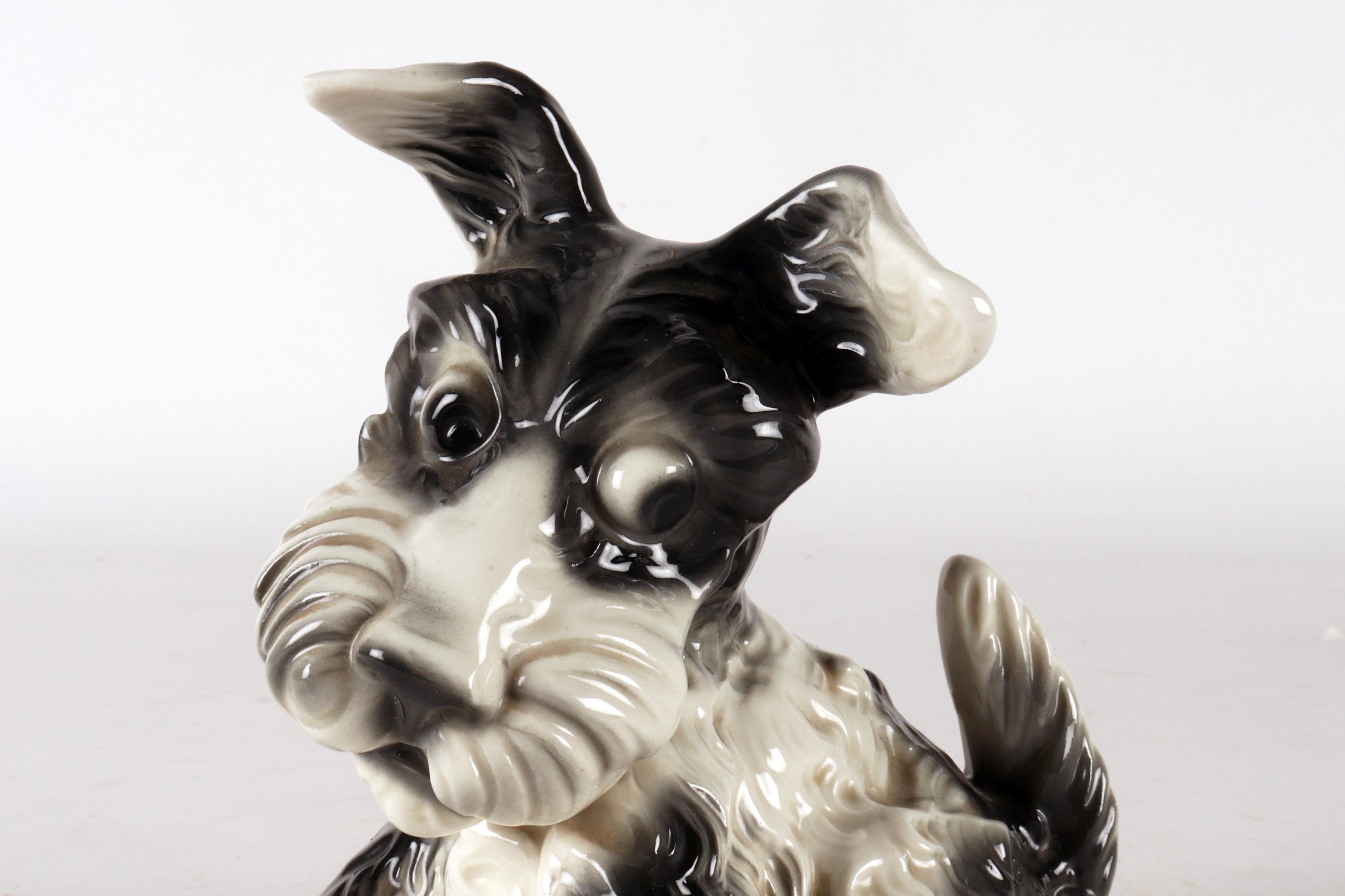 Porcelain sculpture of a Terrier dog, England Thuringia, Germany, 1940 - 1950. For Sale 3