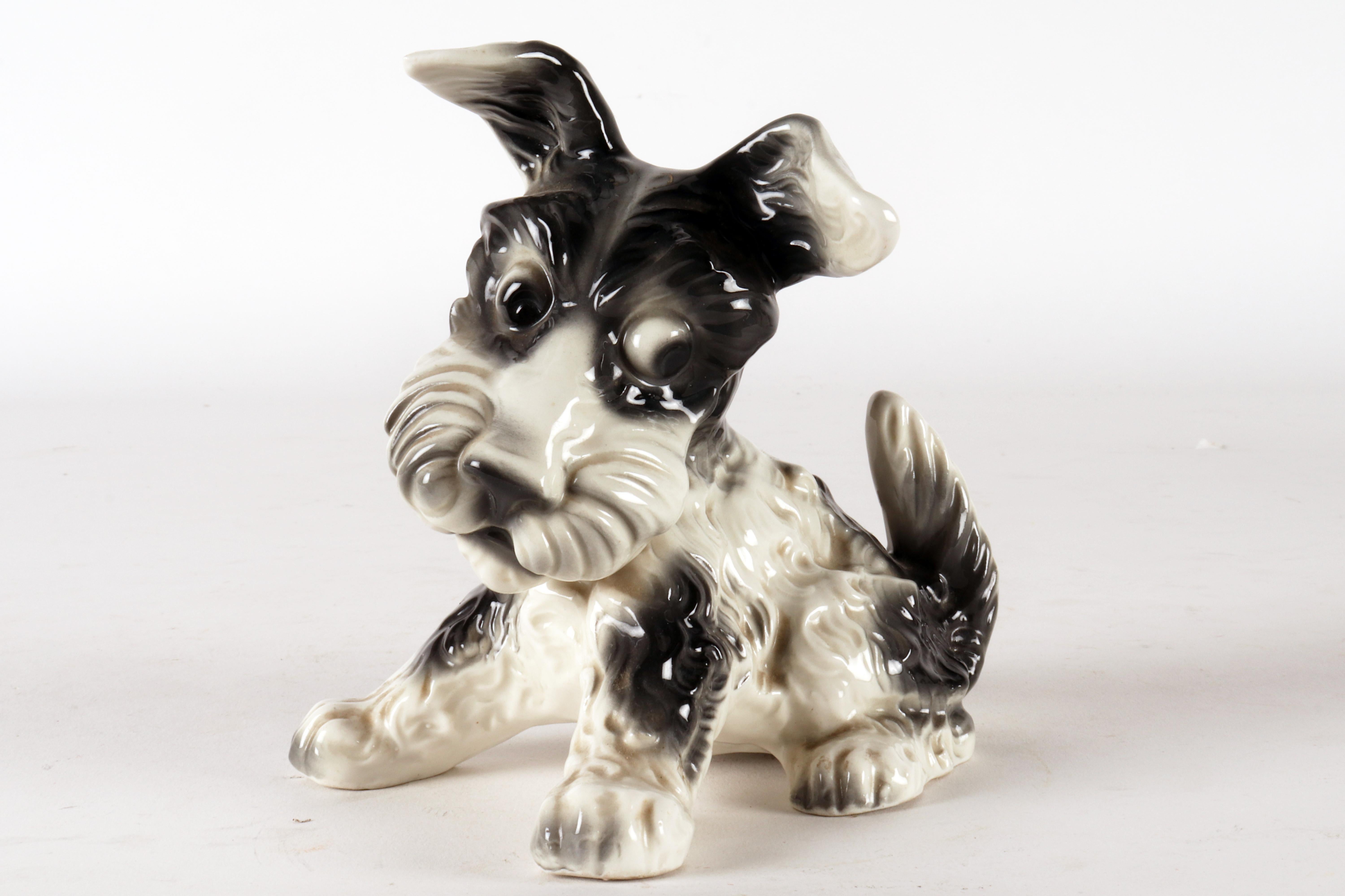 Porcelain sculpture of a Terrier dog, England Thuringia, Germany, 1940 - 1950. For Sale 4