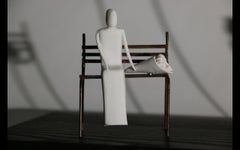 Porcelain Sculpture Table Lamp "the Man and His Flower Bouquet", France