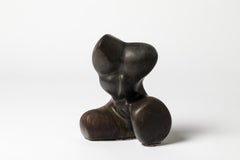 Porcelain Sculpture with Black- Brown Glaze Decoration by Tim Orr, circa 1970