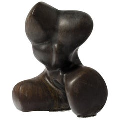 Sculpture en porcelaine à décor de glaçure noire-marron par Tim Orr, vers 1970