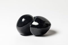 Porcelain Sculpture with Black Glaze Decoration by Tim Orr, circa 1970