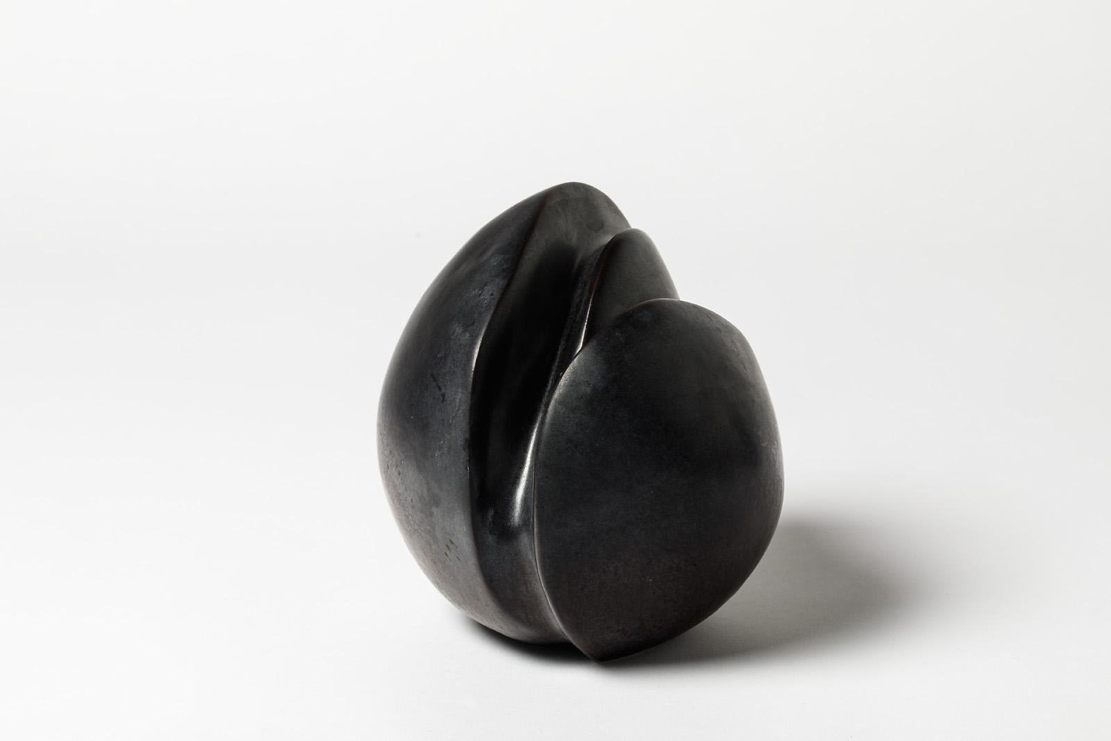 Beaux Arts Porcelain Sculpture with Black Glaze Decoration by Tim Orr, circa 1970