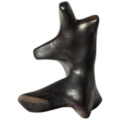 Scultura in porcellana con decorazione a smalto nero di Tim Orr, circa 1970