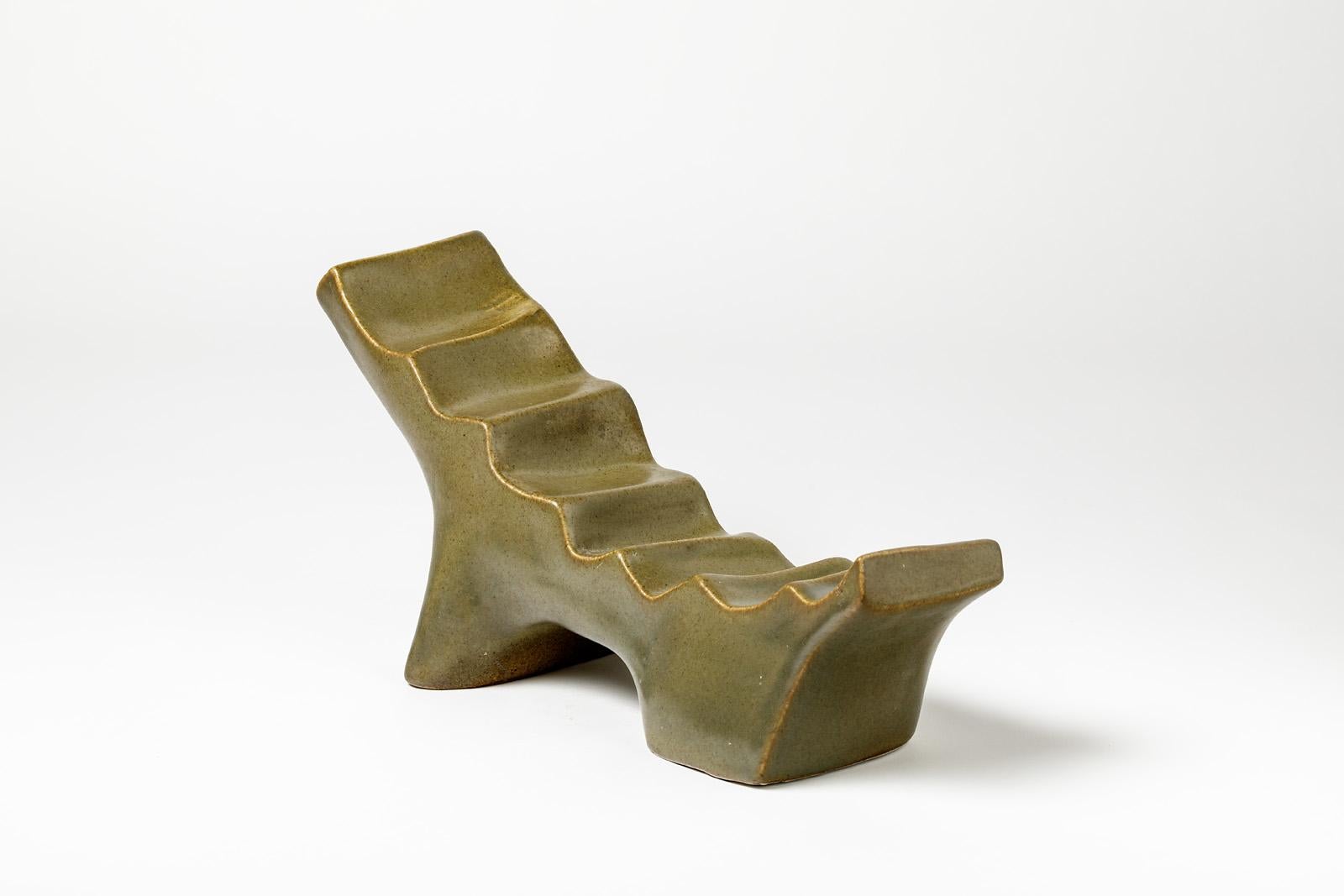 Beaux Arts Porcelain Sculpture with Green Glaze Decoration by Tim Orr, circa 1970