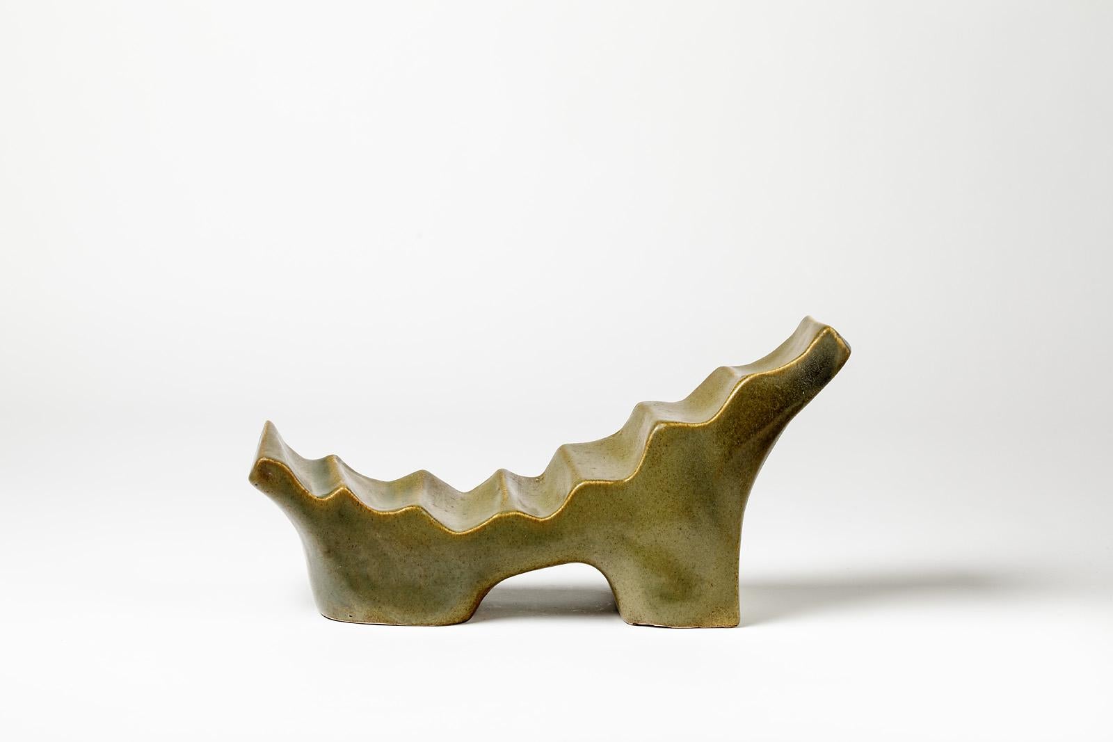 20th Century Porcelain Sculpture with Green Glaze Decoration by Tim Orr, circa 1970