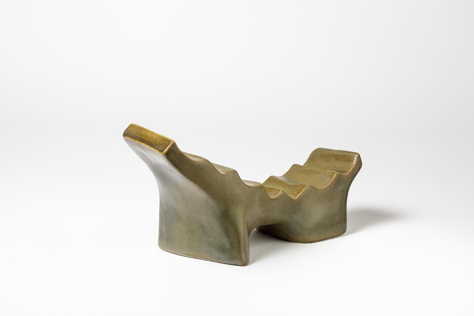 Porcelain Sculpture with Green Glaze Decoration by Tim Orr, circa 1970 1