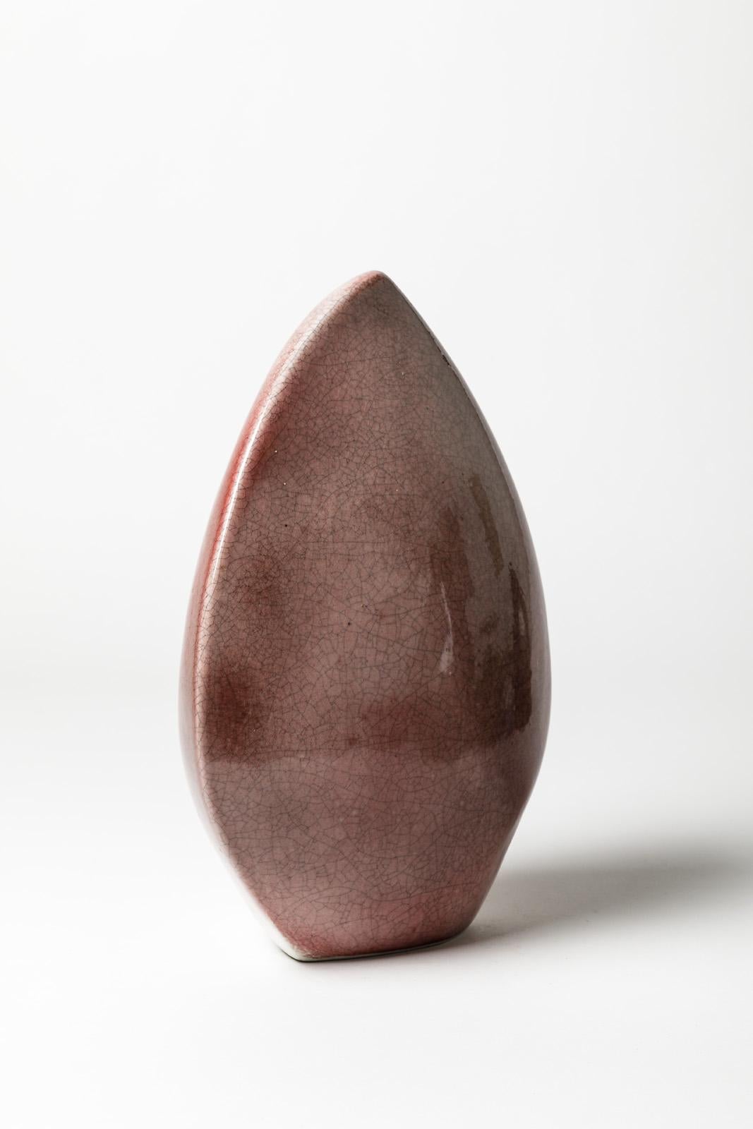 20th Century Porcelain Sculpture with Pink Glaze Decoration by Tim Orr, circa 1970
