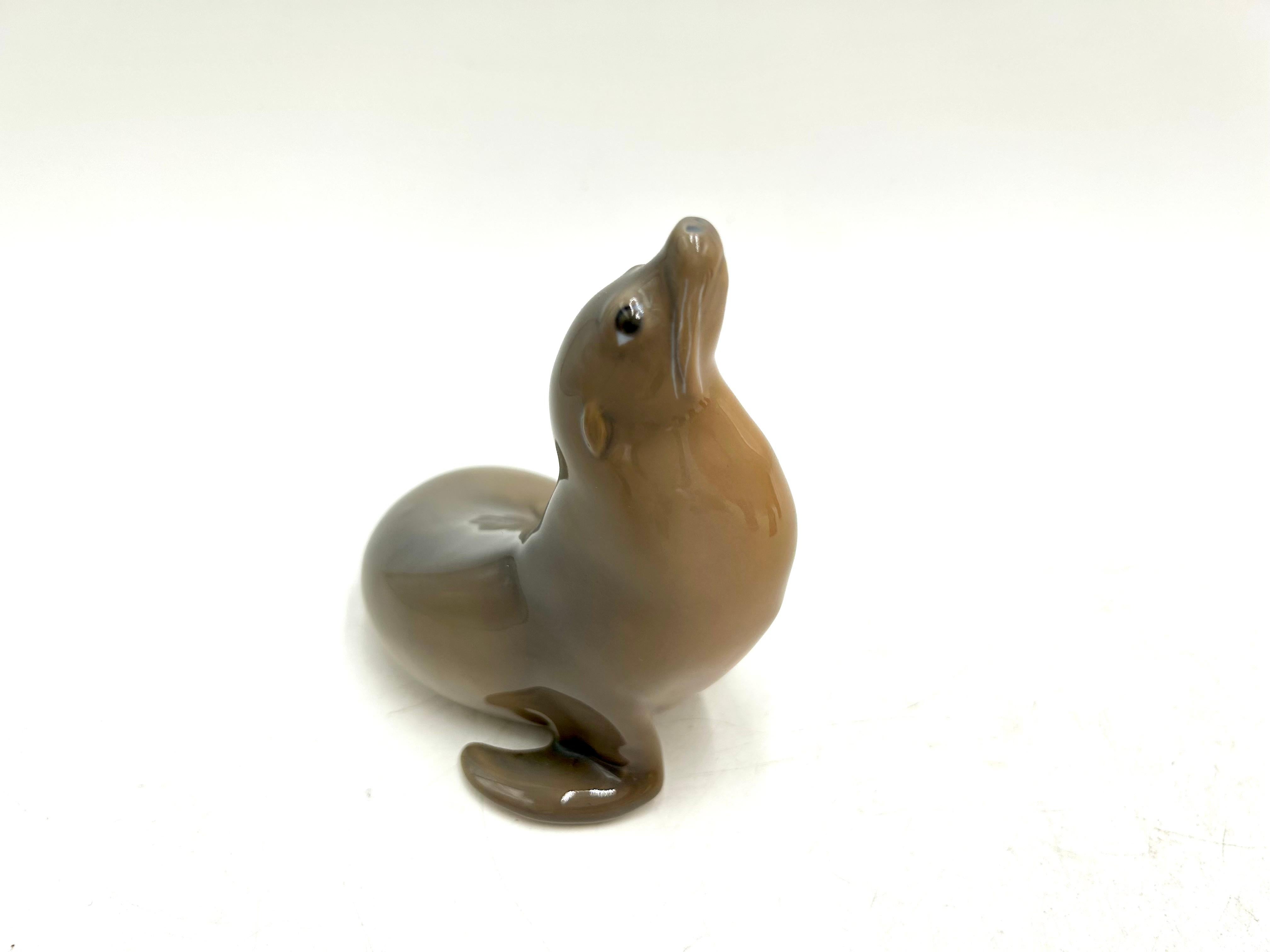 Scandinavian Modern Porcelain Seal Figurine, Royal Copenhagen, Denmark, 1970s/80s