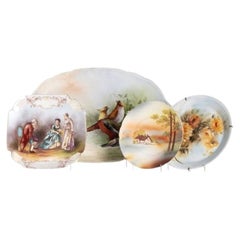 Porcelain - Serving dish; tray and two plates