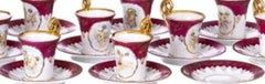 Porcelain - Set of nine coffee cups with saucers - 19th century