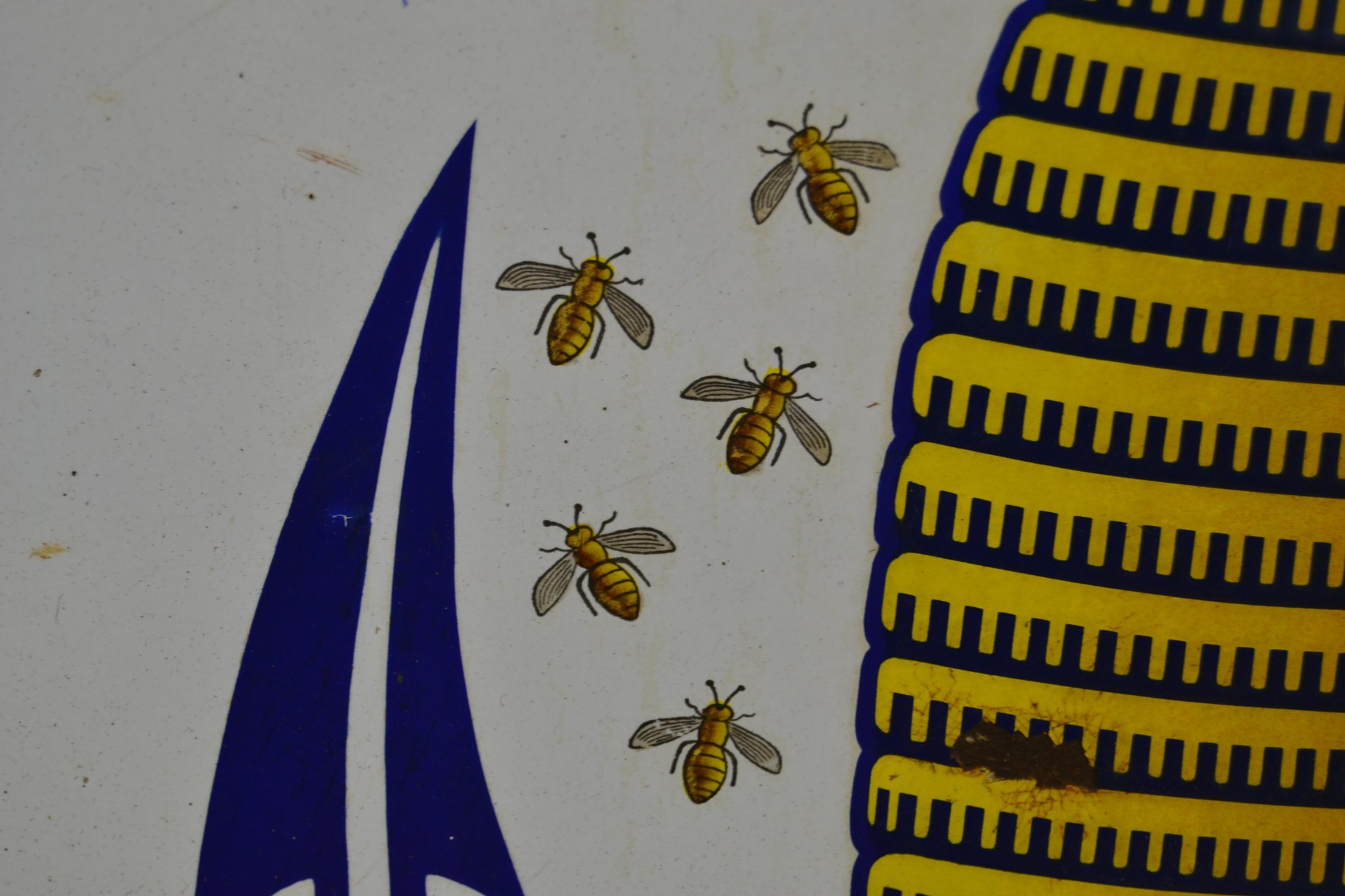 20th Century Porcelain Sign with Beehive and Bees, 1946, Belgium