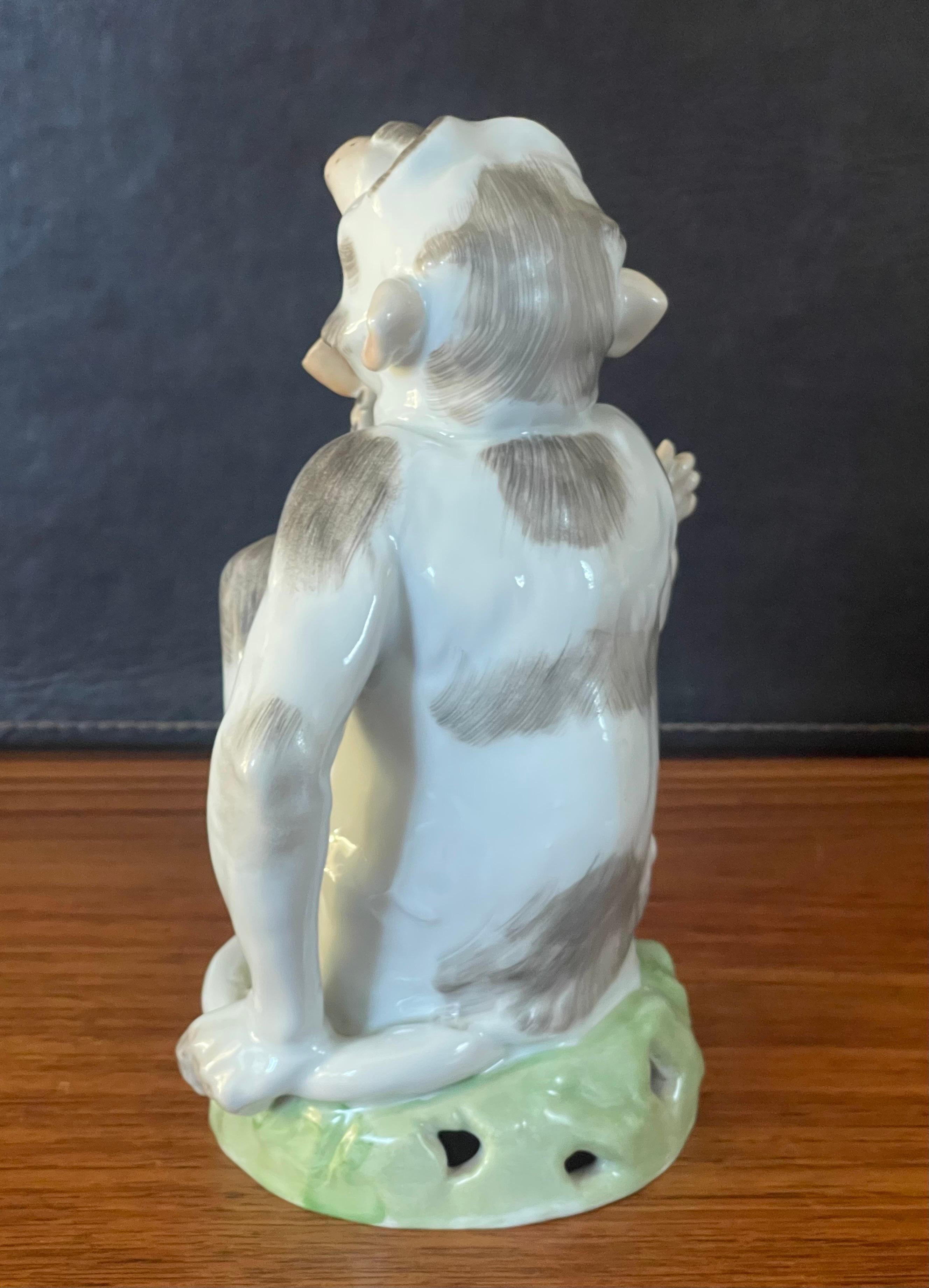 German Porcelain Smoking Monkey with Pipe by Carl Thieme for Dresden