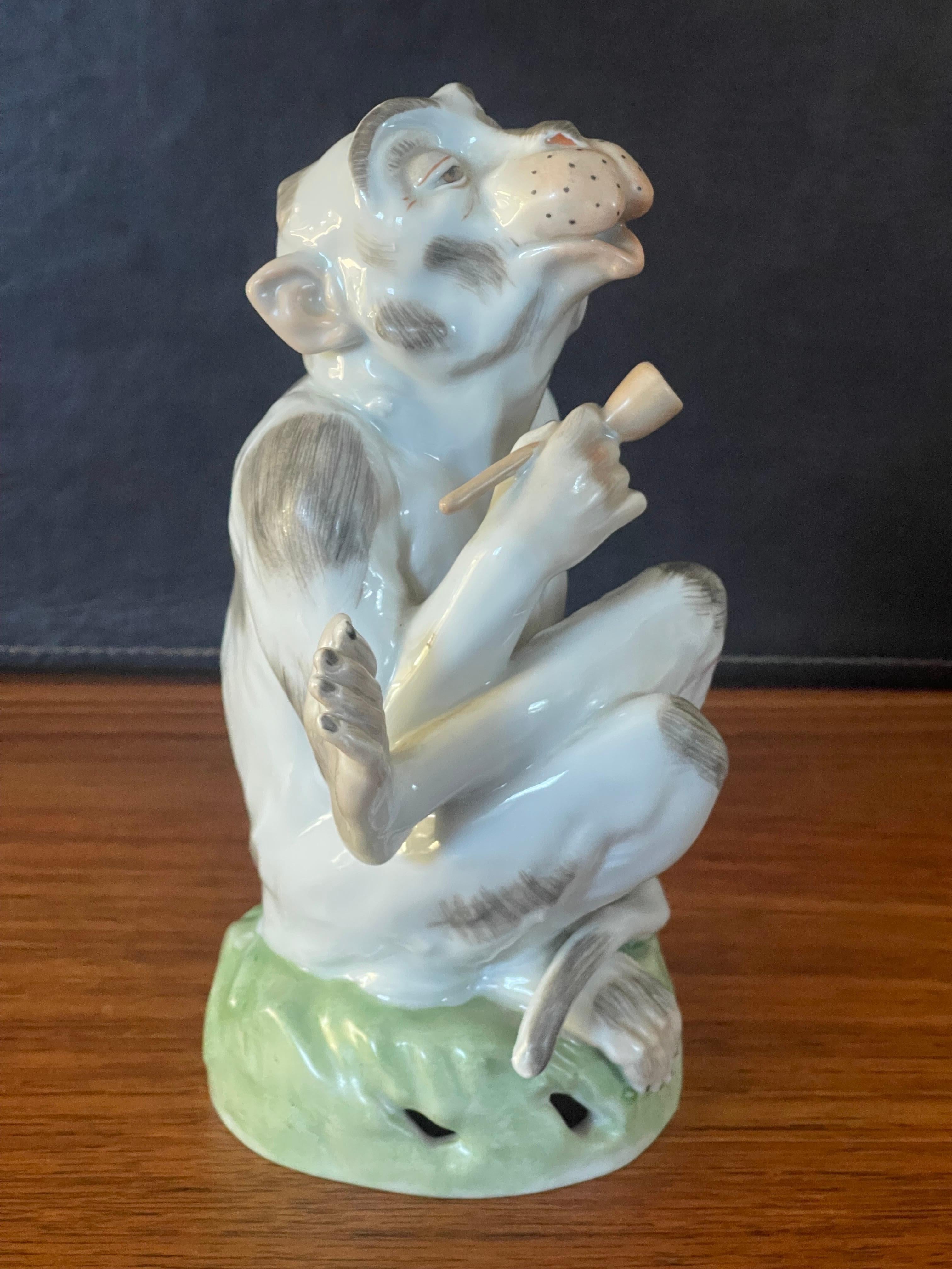 20th Century Porcelain Smoking Monkey with Pipe by Carl Thieme for Dresden