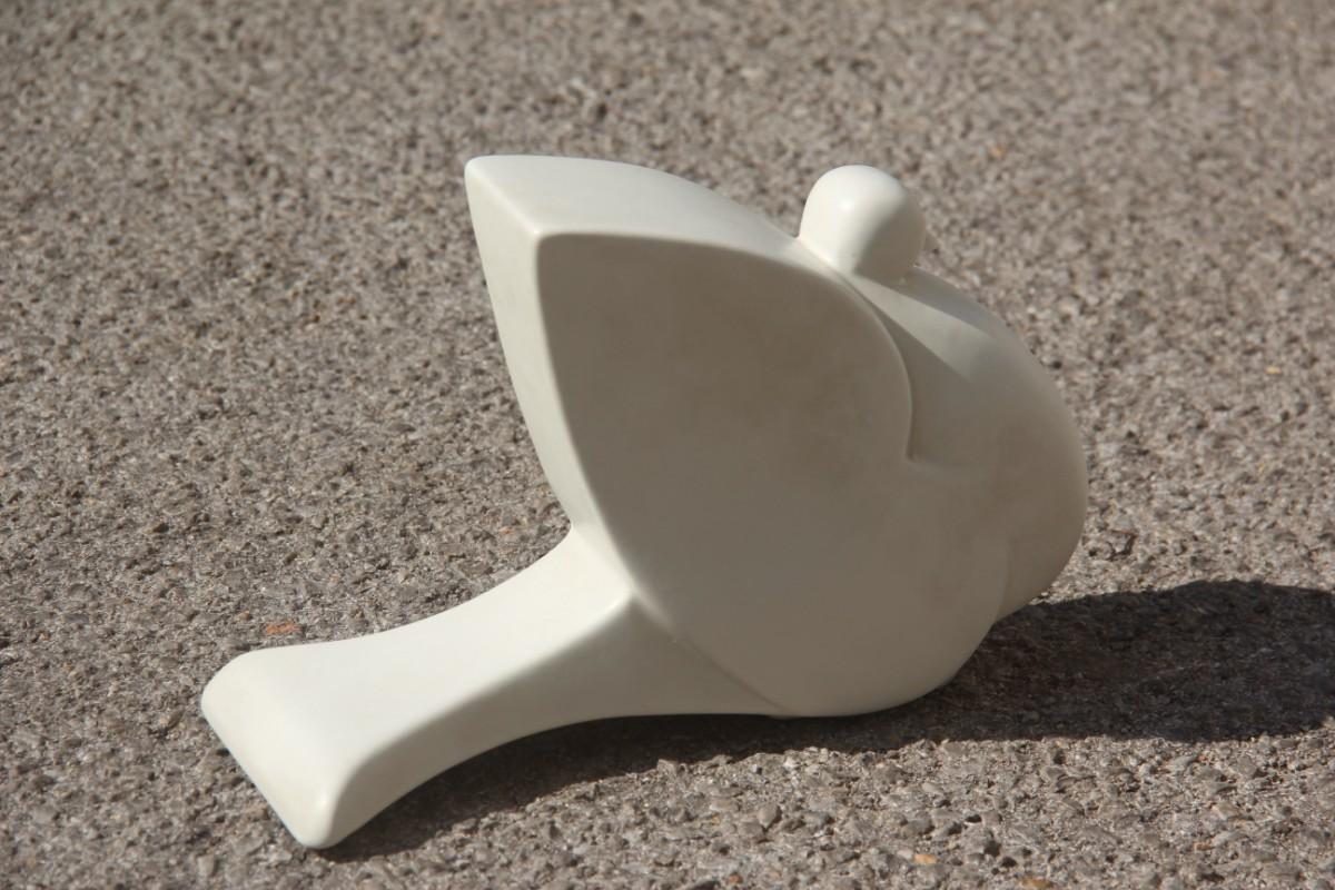 Mid-Century Modern Porcelain Stonewar Stylized Pigeon Italian Production Studiolinea COM 1970 White For Sale