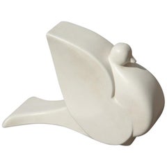 Porcellana Stonewar stilizzata Piccione Produzione Italiana Studiolinea COM 1970 Bianco