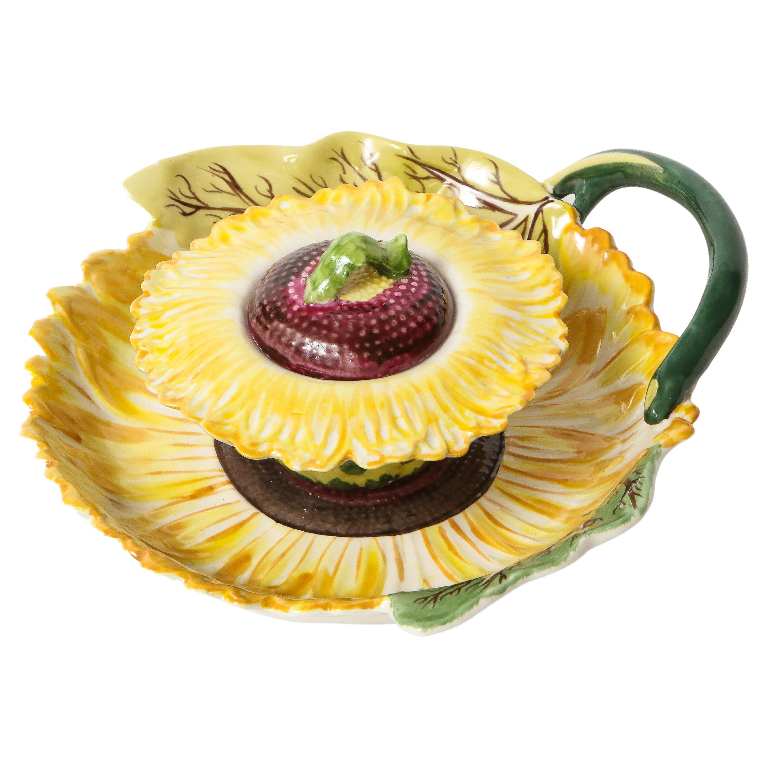 Porcelain Sunflower Jam Pot For Sale