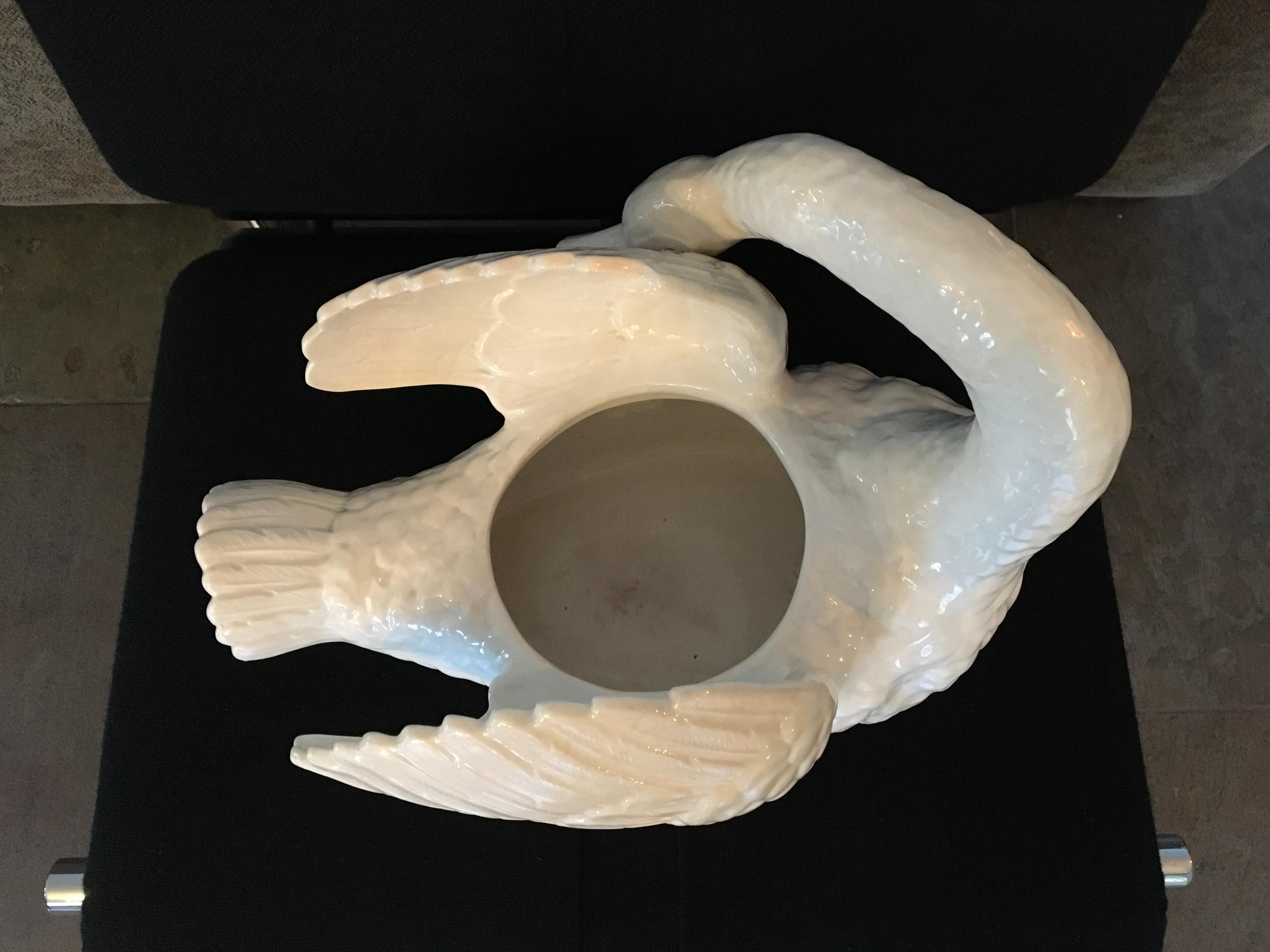 Porcelain Swan Planter, Mouzin - Le Cat et Cie, Early 20th Century For Sale 5
