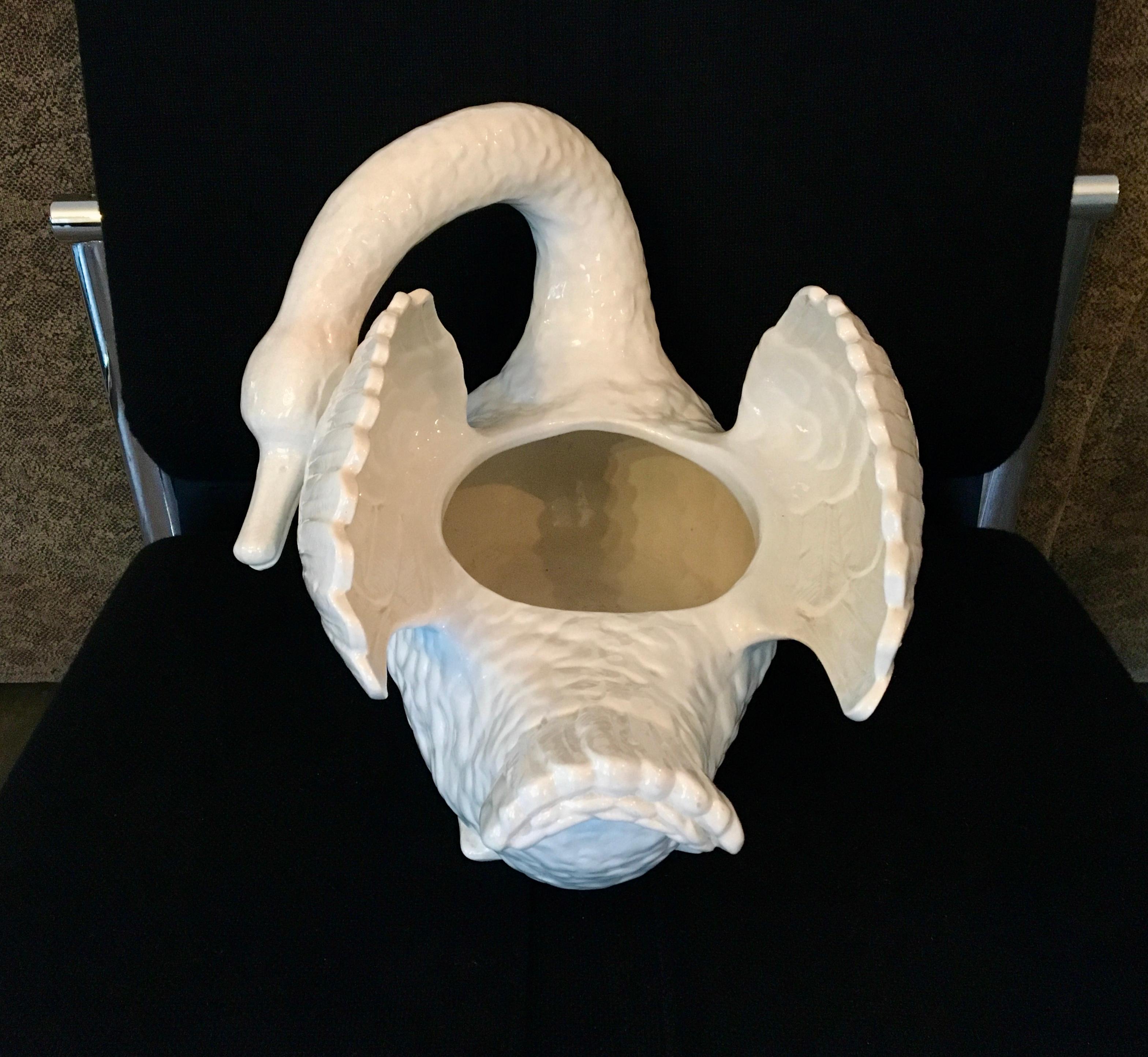 Porcelain Swan Planter, Mouzin - Le Cat et Cie, Early 20th Century For Sale 6