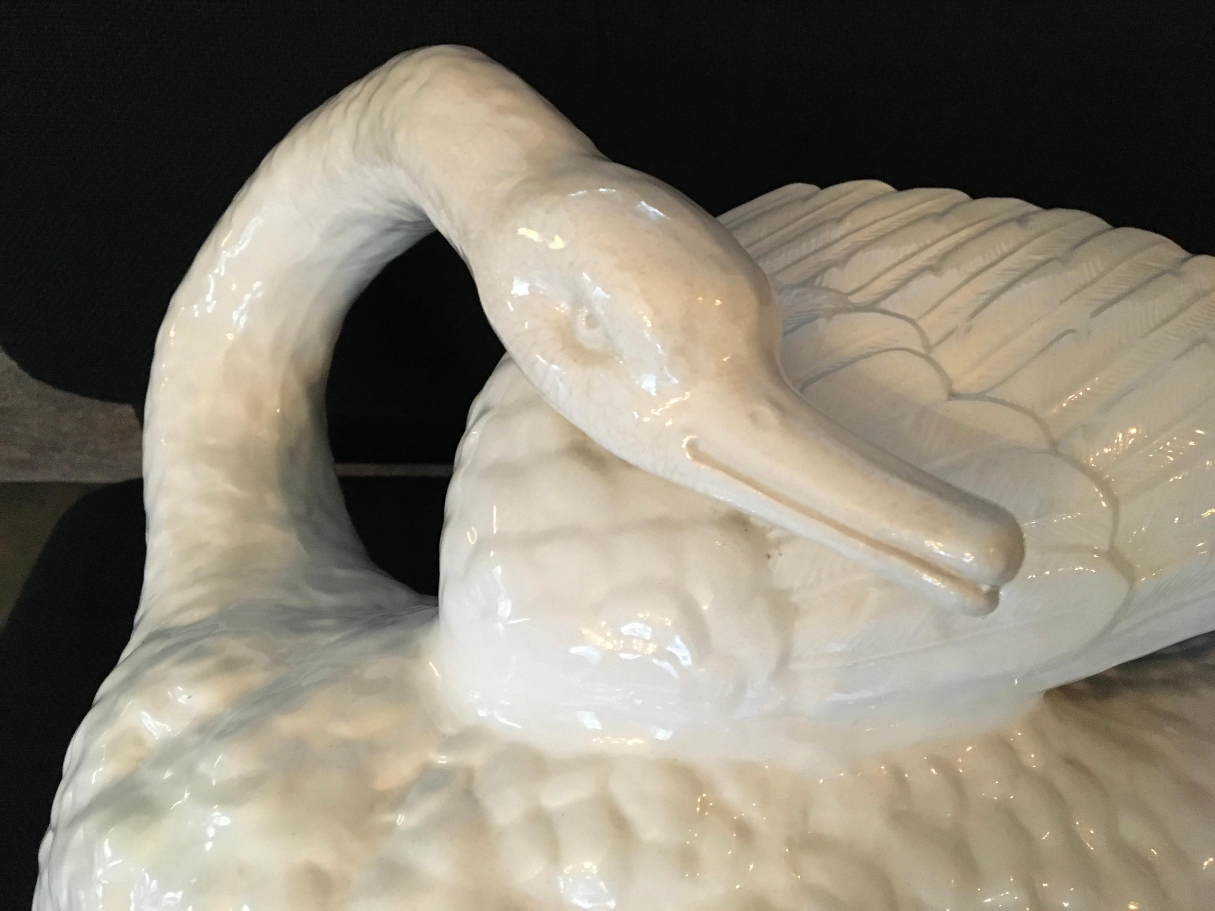 Porcelain Swan Planter, Mouzin - Le Cat et Cie, Early 20th Century For Sale 8