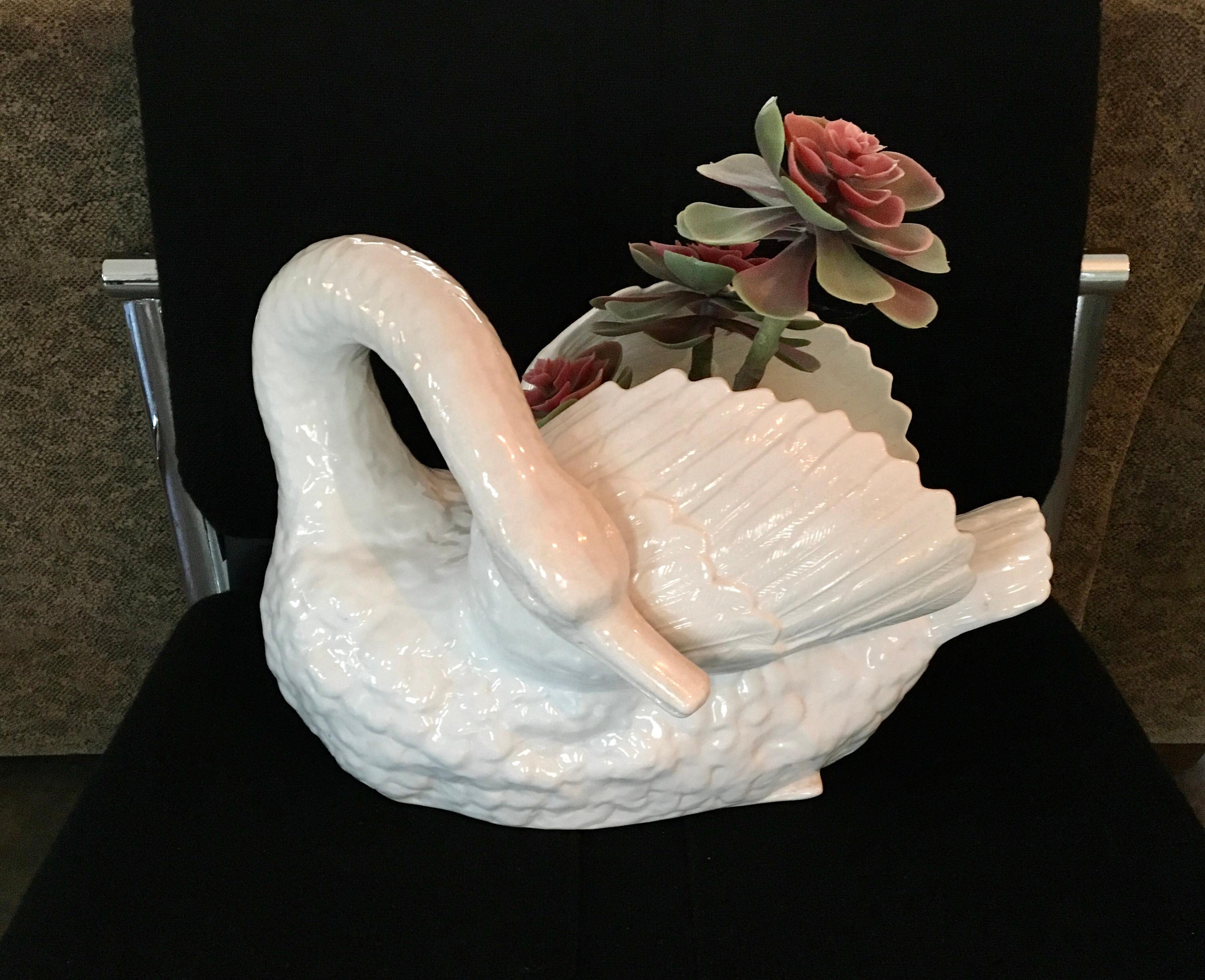 Porcelain Swan Planter, Mouzin - Le Cat et Cie, Early 20th Century For Sale 12