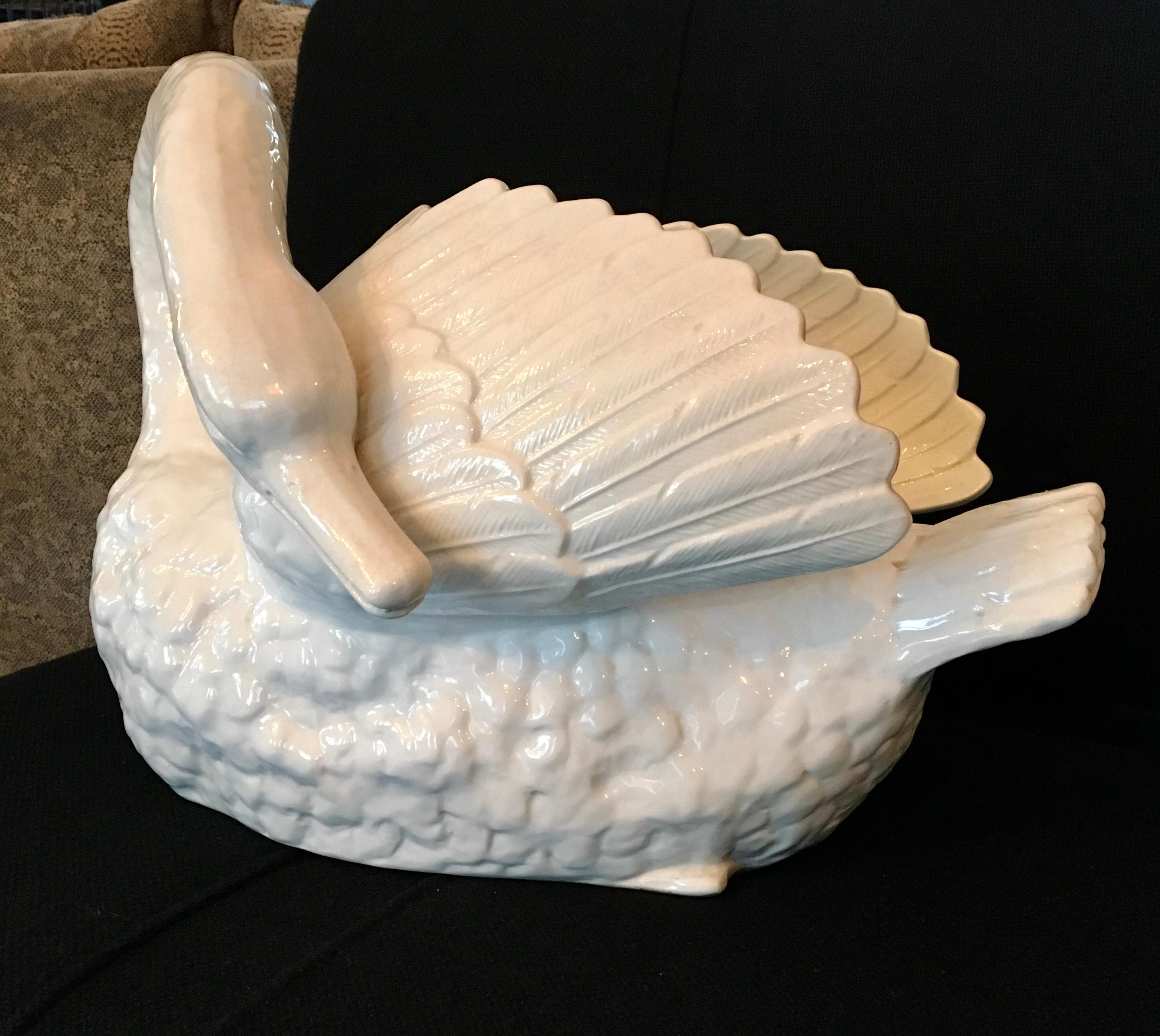 Porcelain Swan Planter, Mouzin - Le Cat et Cie, Early 20th Century For Sale 1