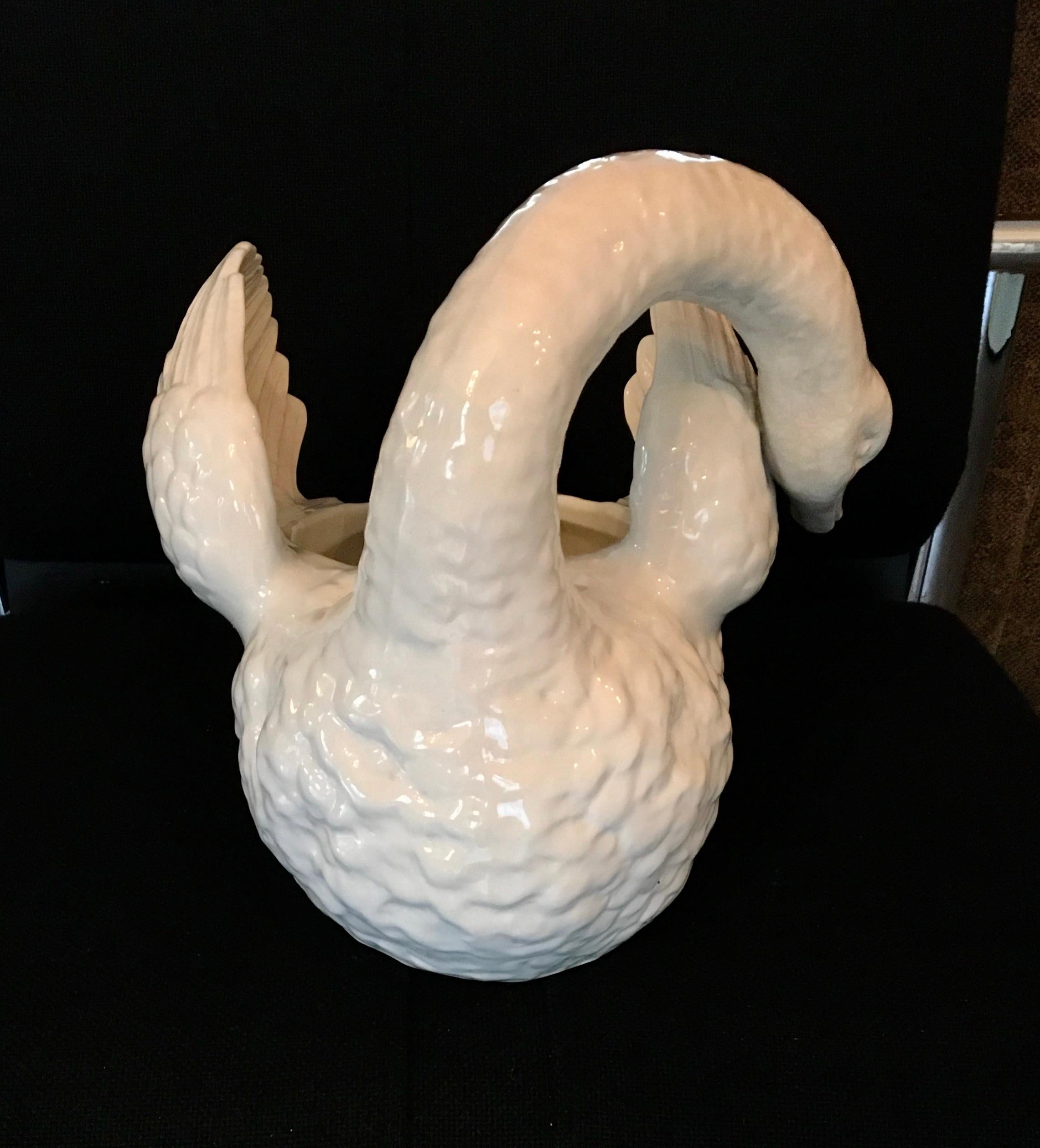 Porcelain Swan Planter, Mouzin - Le Cat et Cie, Early 20th Century For Sale 2