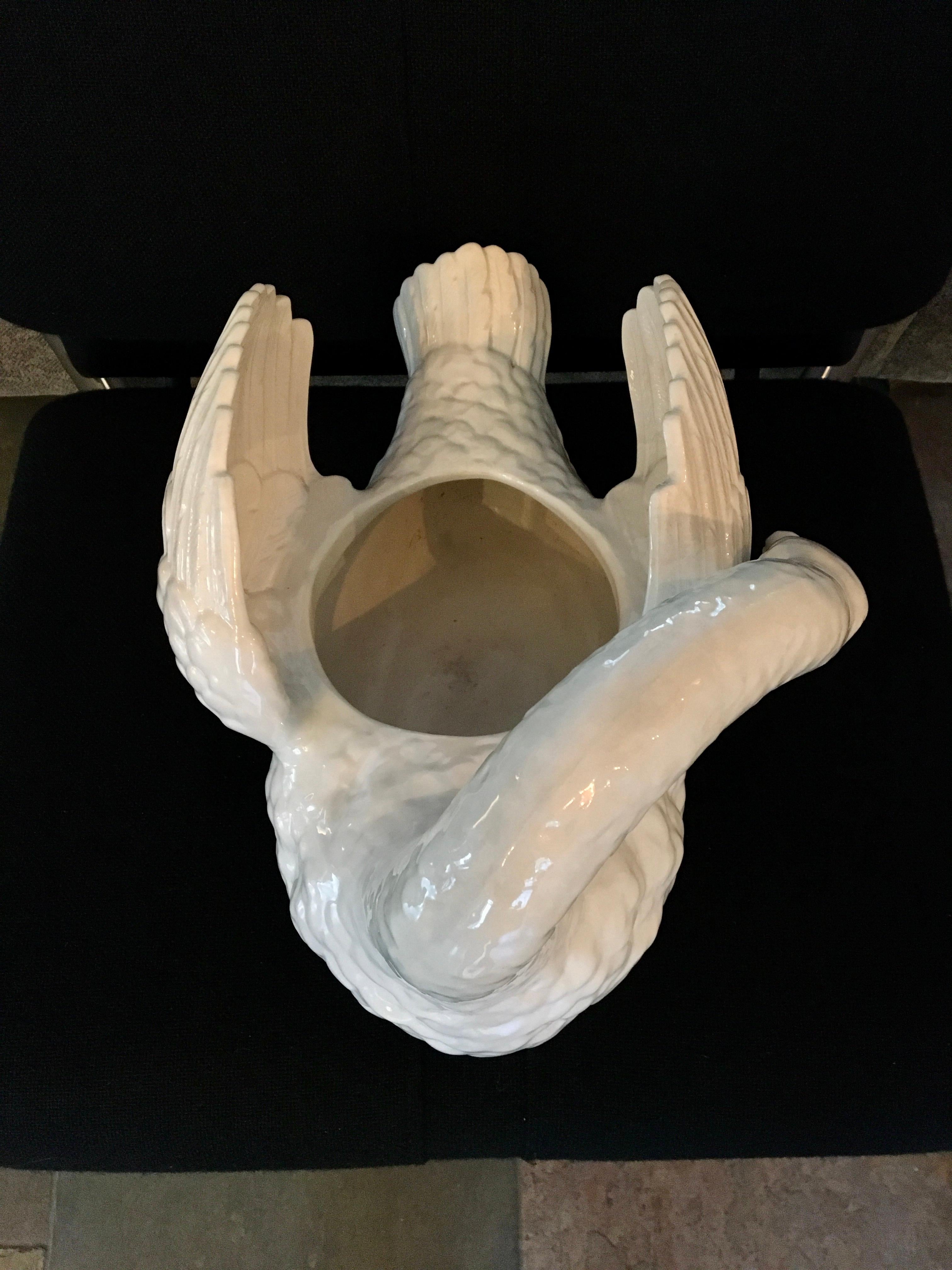 Porcelain Swan Planter, Mouzin - Le Cat et Cie, Early 20th Century For Sale 3