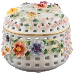 Porcelain Sweet Box with Flowers, after Models from Sèvres 'France'