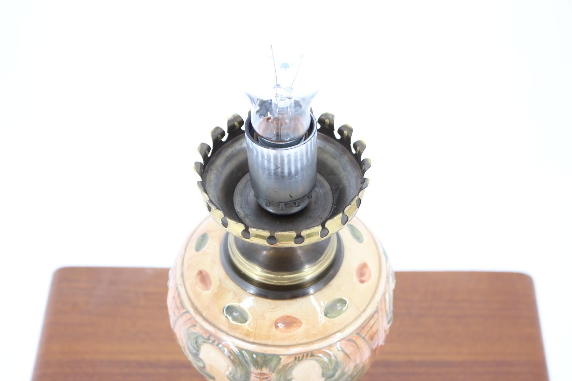 Metal Porcelain Table Lamp, 1950s For Sale
