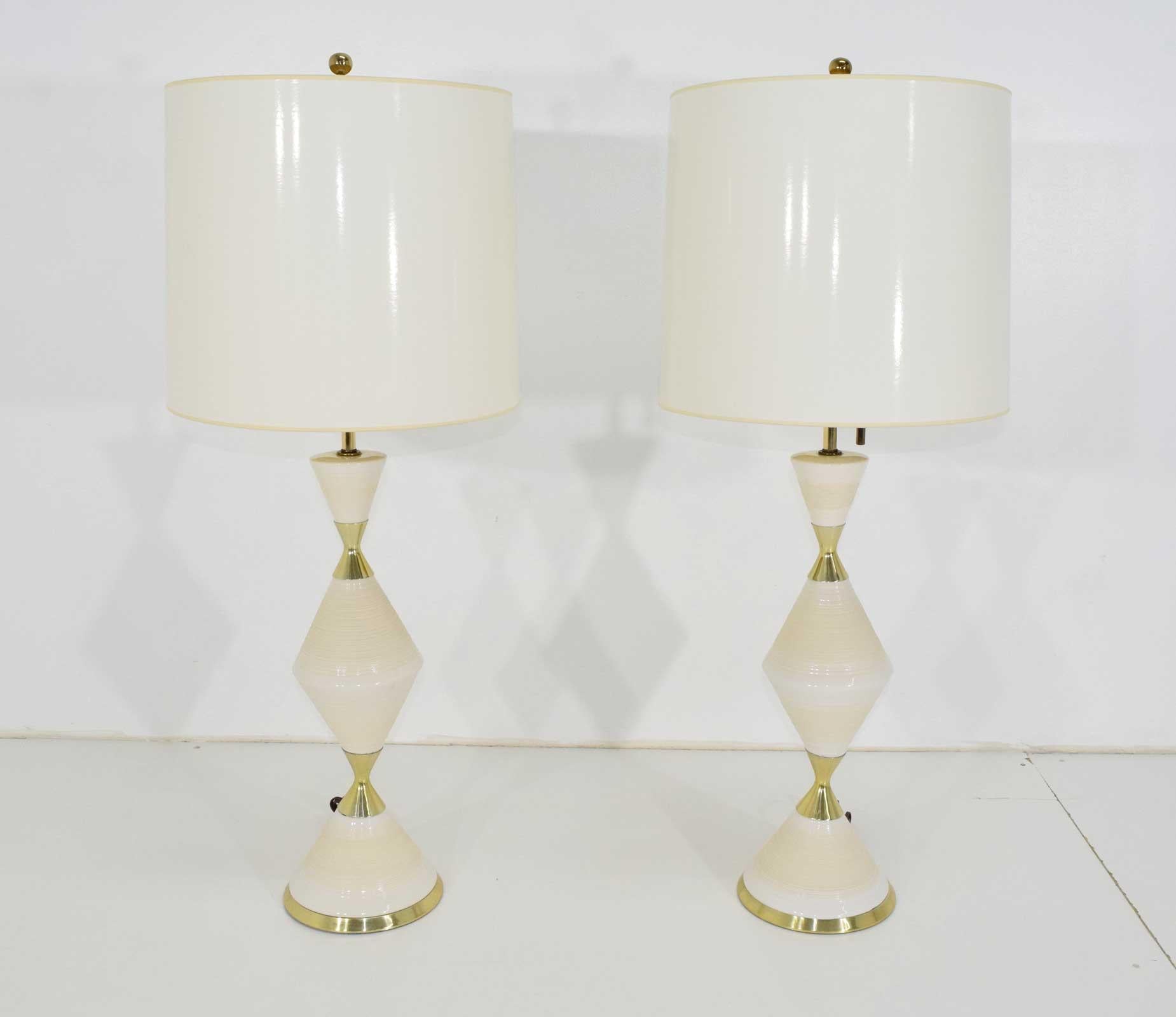 Brass Porcelain Table Lamps by Gerald Thurston for Lightolier, 1950s