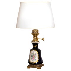 Porcelain Table Lamp, Louis XVI Style, Blue Floral, France, 20th Century