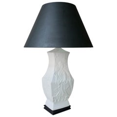 Porcelain Table Lamp on Wooden Base