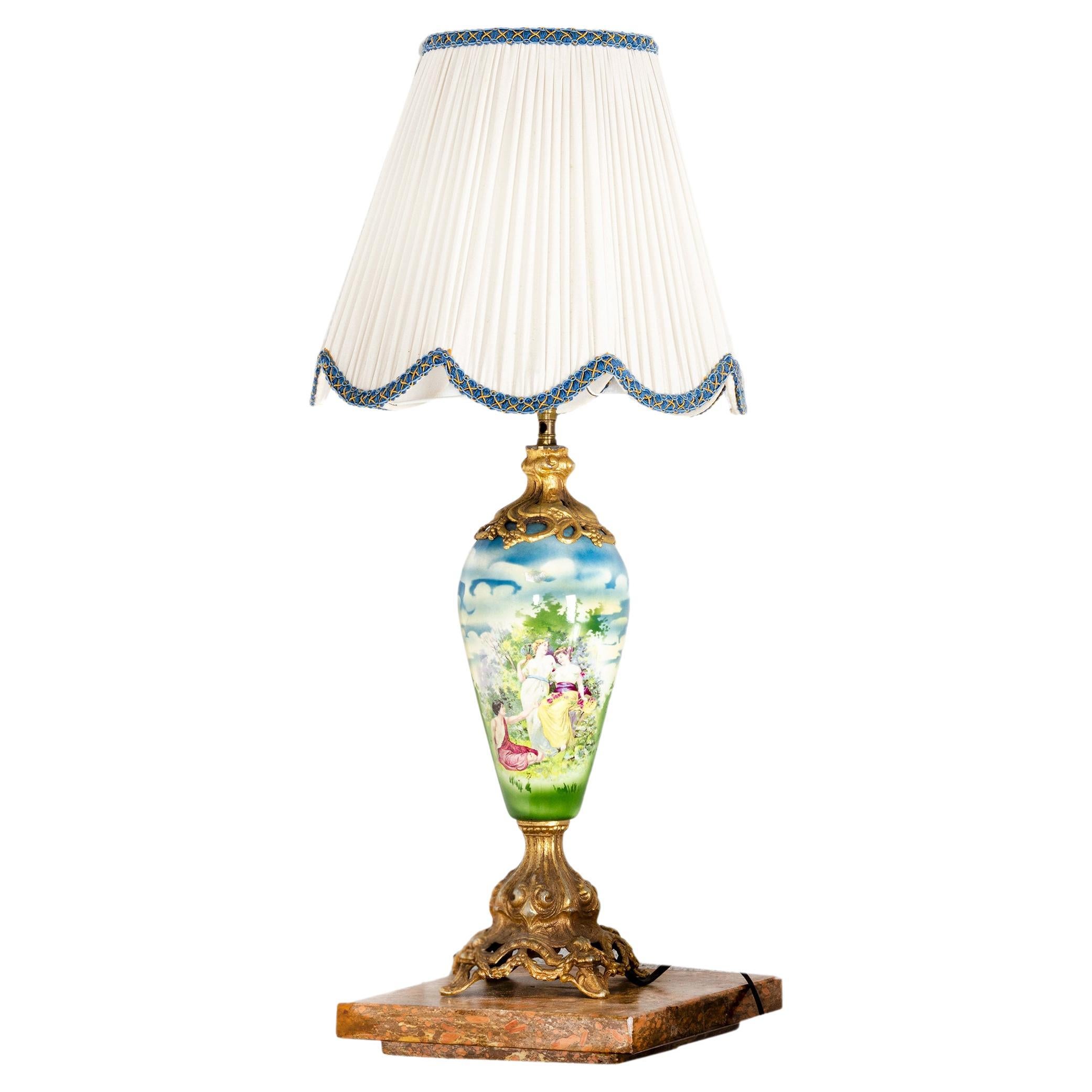 Porcelain Table Lamp Sevres Style, Early 20th Century