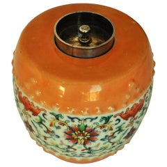 Antique Porcelain Tea Caddy, Chinese Porcelain Decorative Object, Qing Period