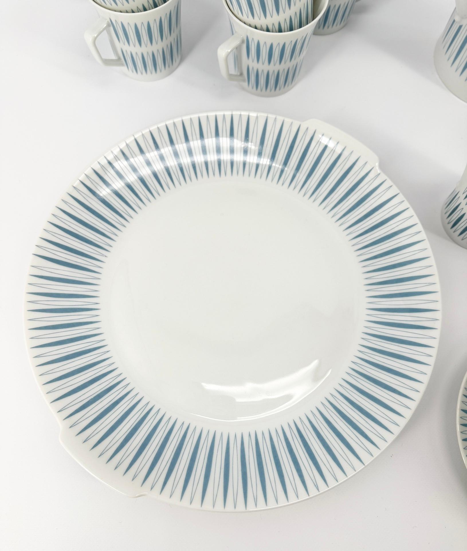 Porcelain Tea Coffee and Dessert Set Furstenberg 1960’s White and Blue 37 Pieces 2