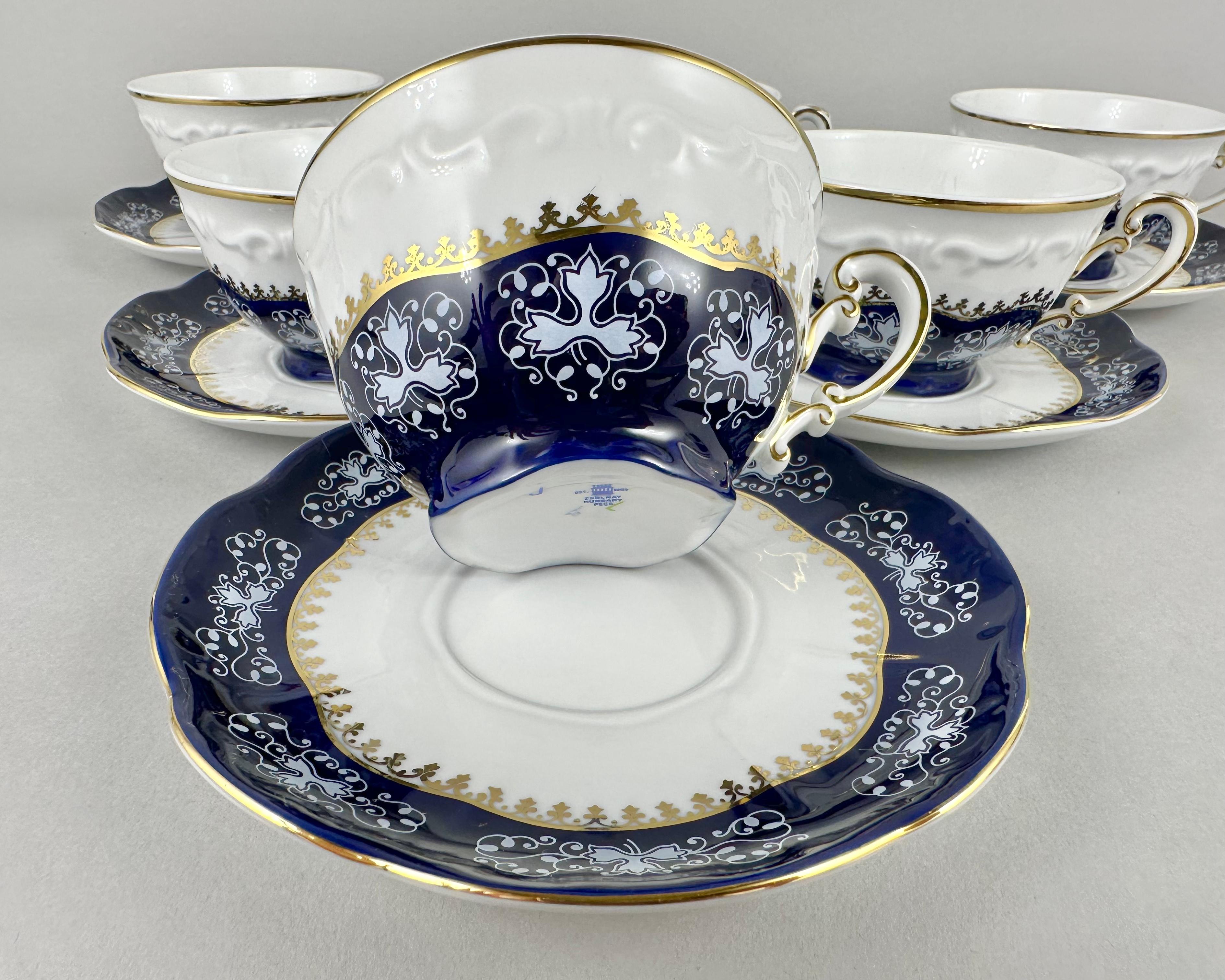 Mid-20th Century Porcelain Tea Coffee Set by Zsolney Hungary, 1960s For Sale