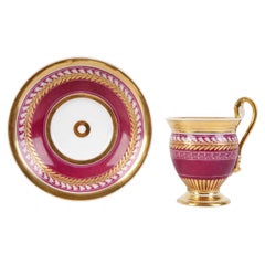 Porcelain Tea Cup and a Saucer, Vieux Paris, Beg. of 19th Century
