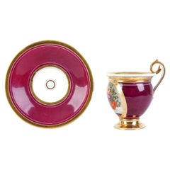 Porcelain Tea Cup and a Saucer, Vieux Paris, France, 1820s - 1830s