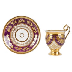 Porcelain Tea Cup and a Saucer, Vieux Paris, France, Beg. of 19th Century