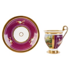 Porcelain Tea Cup and a Saucer, Vieux Paris, France, Paris, Beg. of 19th Century