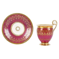 Porcelain Tea Cup and a Saucer, Vieux Paris (Old Paris), France, Beg. of 19th C.