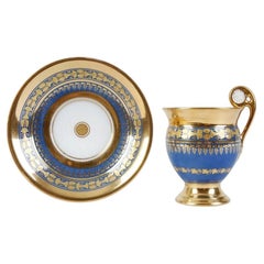 Porcelain Tea Cup & Saucer, France By Vieux Paris, 1820s - 1830s