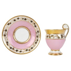 Porcelain Tea Cup & Saucer, France By Vieux Paris, Early 19th C.