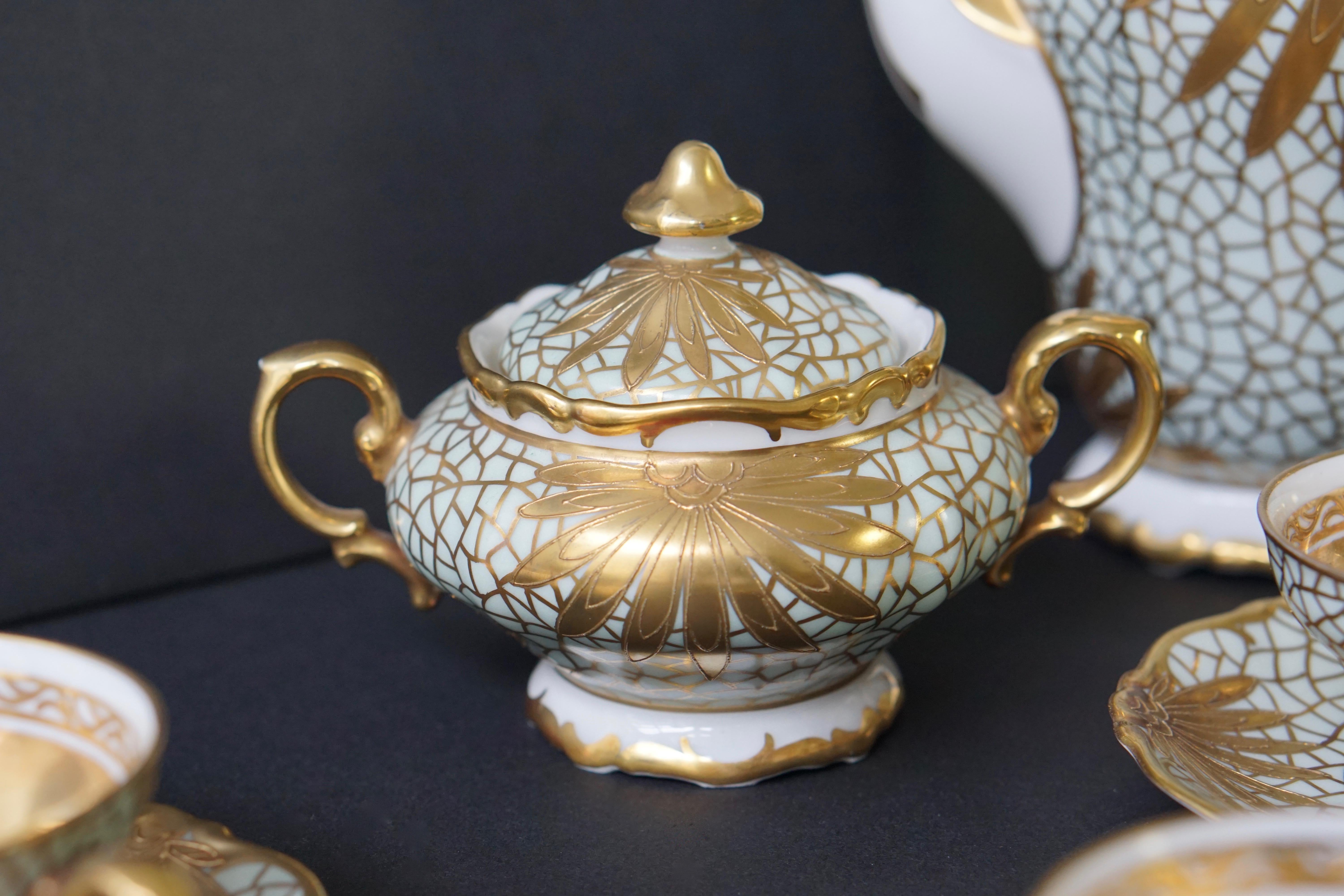 Porzellan Tee oder Kaffee Set für Heinrich Selb Bayern Deutschland Gold/Weiß 6