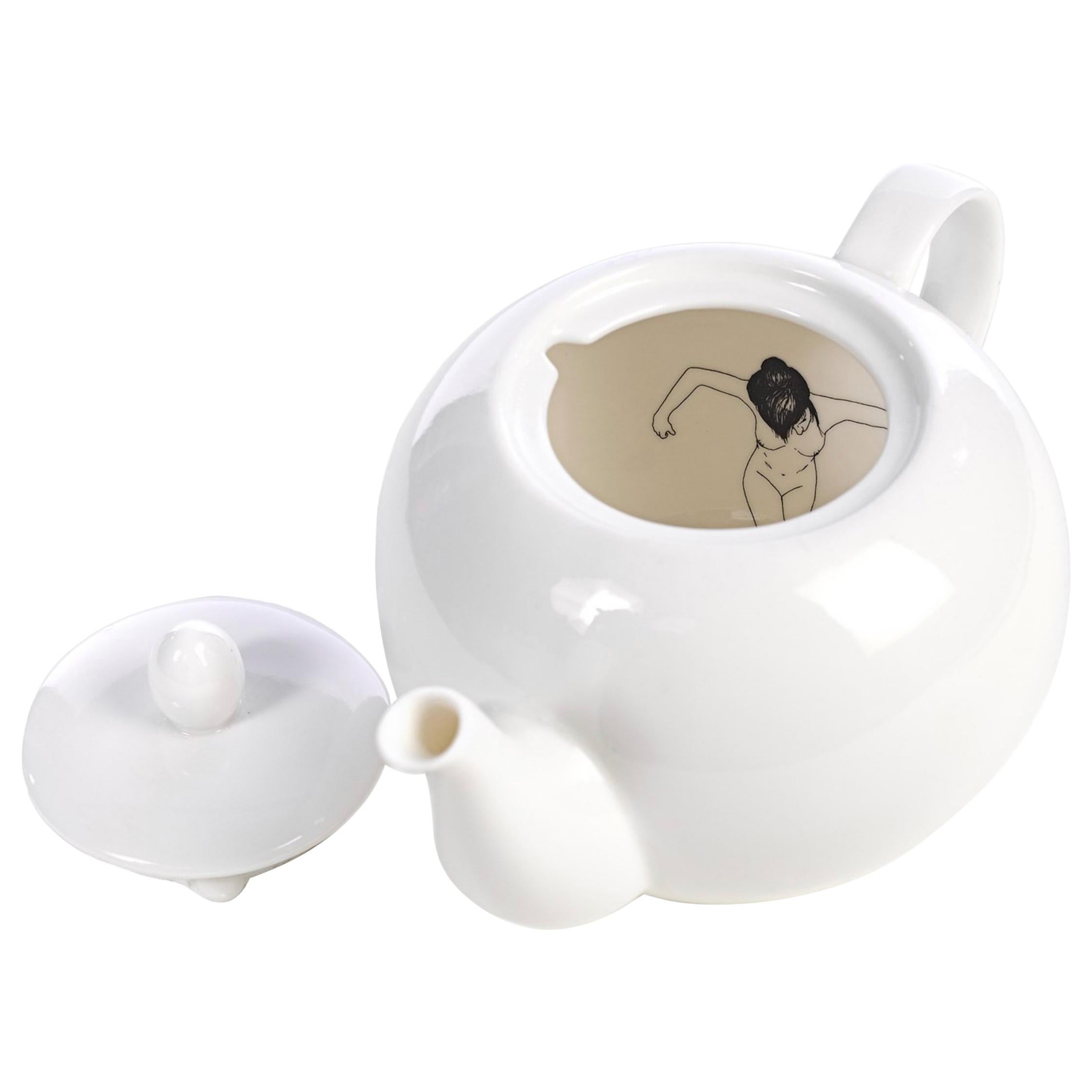 Porcelain Tea Pot with Undressed Woman For Sale